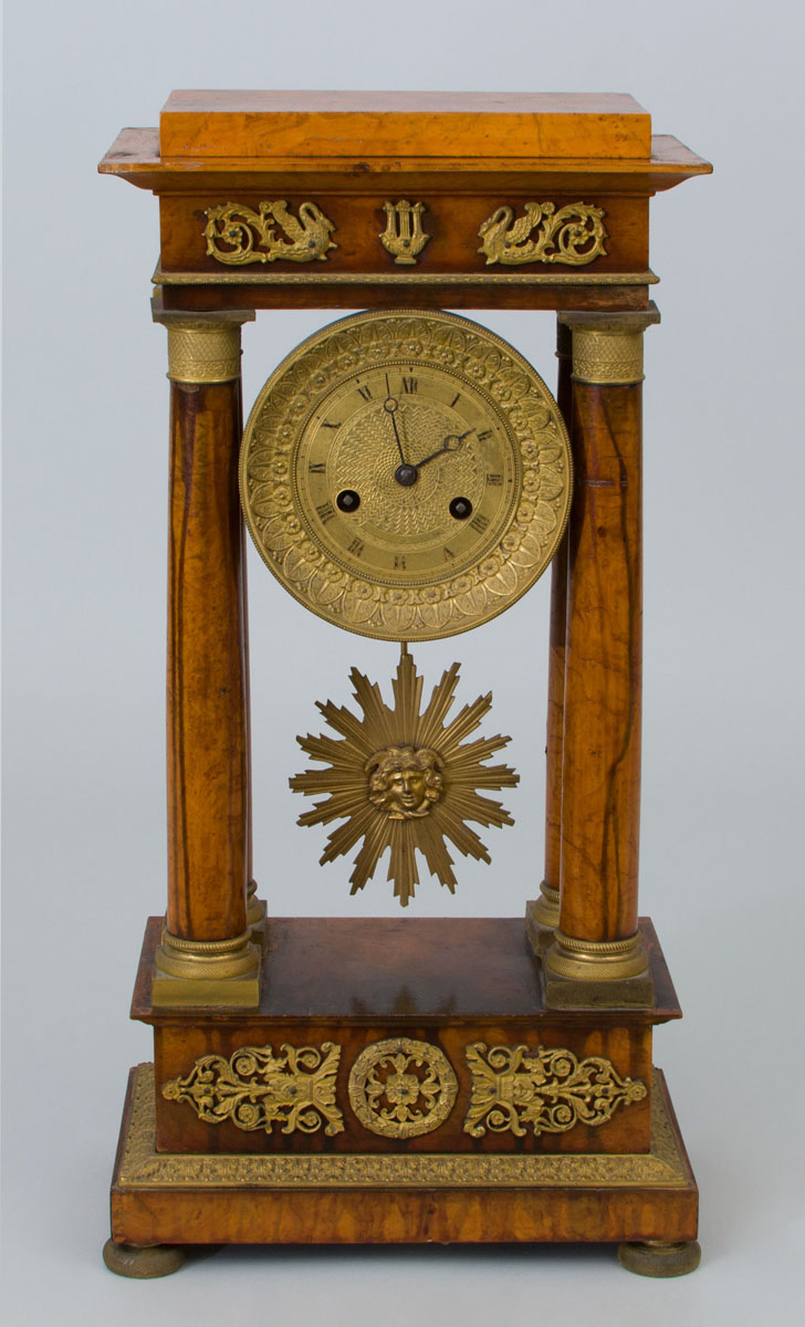 Appraisal: Louis Philippe Gilt-Bronze-Mounted Mahogany Portico Mantle Clock x x in