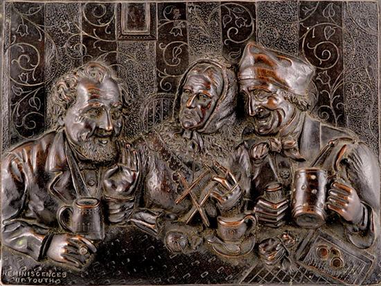 Appraisal: British bronze pictorial panel in relief REMINISCENCES OF YOUTH bronze