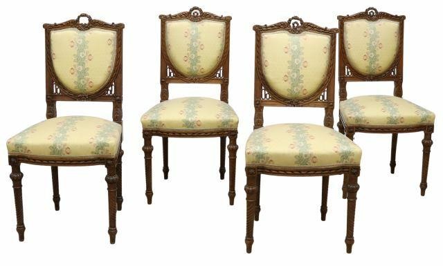 Appraisal: lot of Louis XVI style walnut armchairs late th c