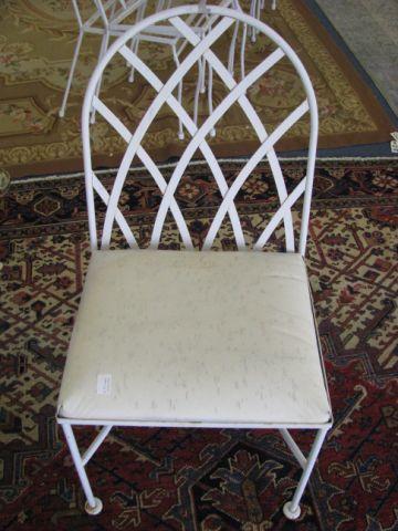 Appraisal: Wrought Iron Patio Chair lattice back