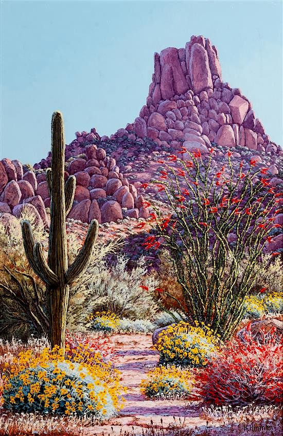 Appraisal: Kerry Kinman x inches Kerry Kinman american - Desert Landscape