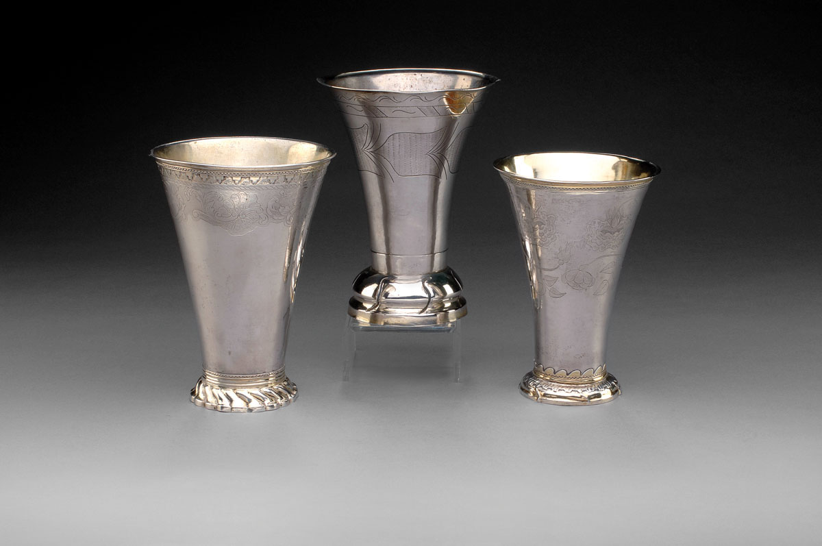 Appraisal: TWO SWEDISH SILVER-GILT LARGE BEAKERS EIGHTEENTH CENTURY Th e fi