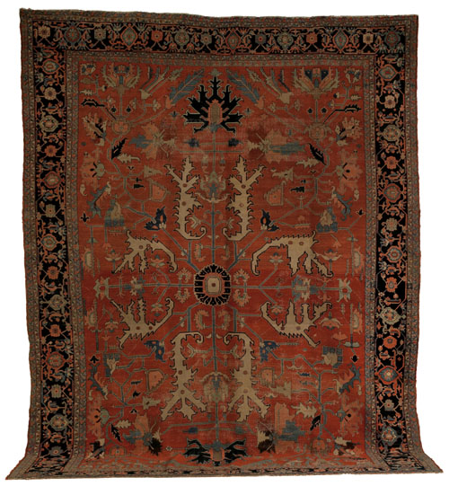 Appraisal: Roomsize Heriz rug late th c with allover pattern on