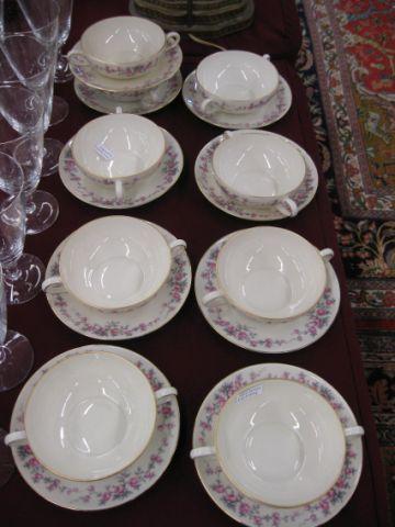 Appraisal: Fine Porcelain Cream Soups Underplates elegant floral made in Czechosloviaka