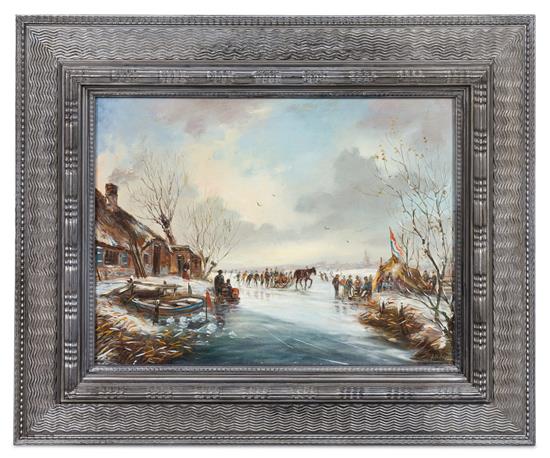 Appraisal: Sale Lot Artist Unknown th th Century Winter Scene with