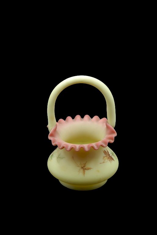 Appraisal: Fenton Burmese Art Glass Basket Fenten Burmese Basket Marked Fenton