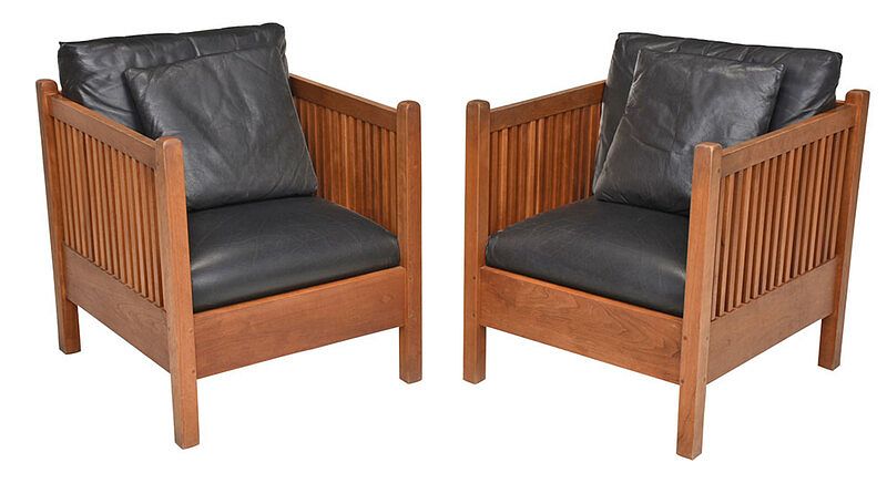 Appraisal: Pair of Stickley Arts and Crafts Style Armchairs late th