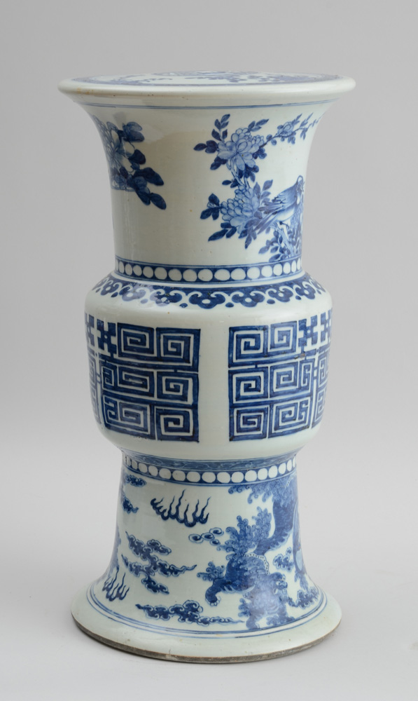 Appraisal: CHINESE BLUE AND WHITE PORCELAIN GARDEN SEAT The tall baluster-form