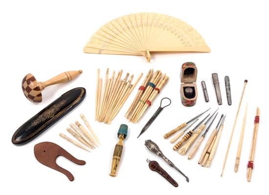 Appraisal: Sale Lot A Collection of Needlework Tools comprising numerous bone