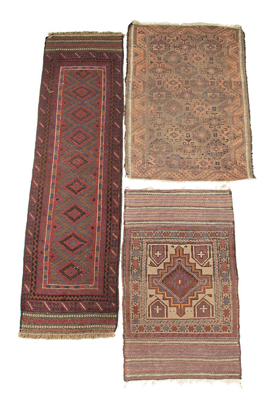 Appraisal: Three Baluchi rugs