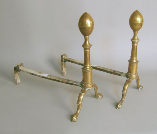 Appraisal: Pair Federal bell metal andirons ca h