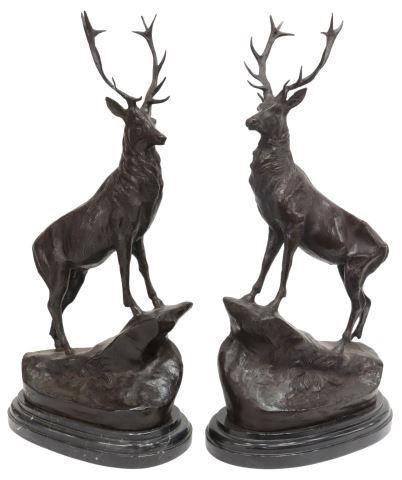 Appraisal: pair Large patinated bronze sculptures signed in cast after Jules