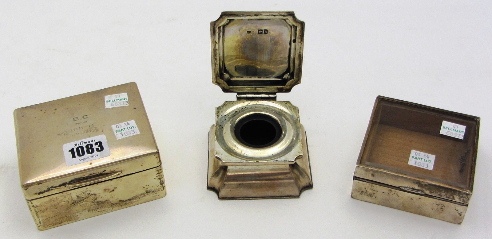 Appraisal: Silver and silver mounted wares comprising a rectangular cigarette box