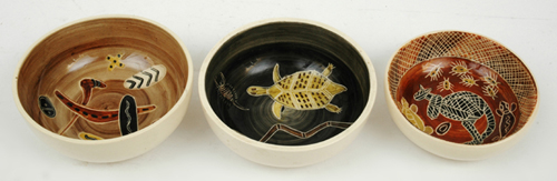 Appraisal: ESSEX WARE New South Wales circa Three ceramic bowls decorated