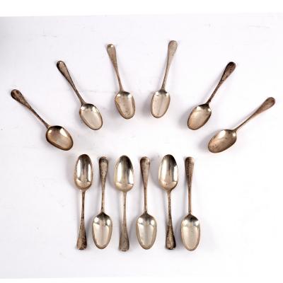 Appraisal: Twelve Hanoverian pattern silver tablespoons various dates and makers London