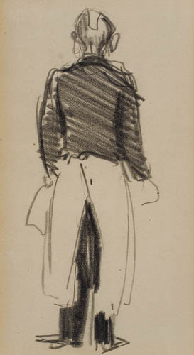 Appraisal: GEORGE LUKS Paris Waiter Pencil on cream wove paper x