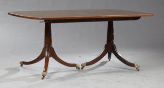 Appraisal: American Regency Style Inlaid Mahogany Double Pede American Regency Style