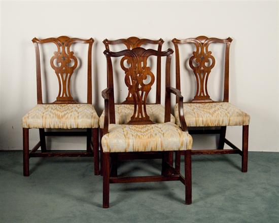 Appraisal: Four L th E th C American Chippendale-style Chairs one