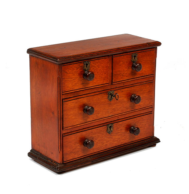 Appraisal: A TH CENTURY MAHOGANY MINIATURE CHEST OR APPRENTICE PIECE CHEST