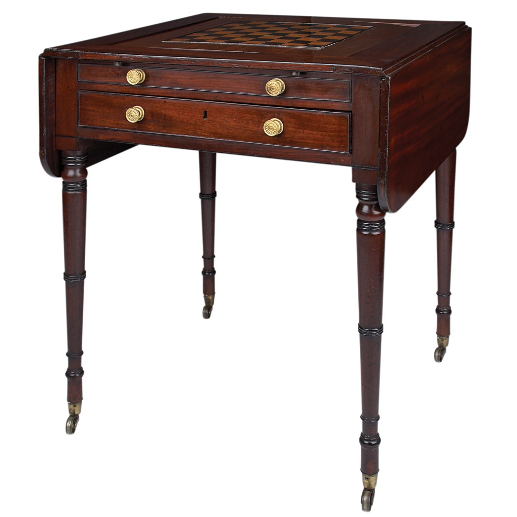 Appraisal: Regency Part Ebonized Satinwood Ebony and Mahogany Gaming Pembroke Table