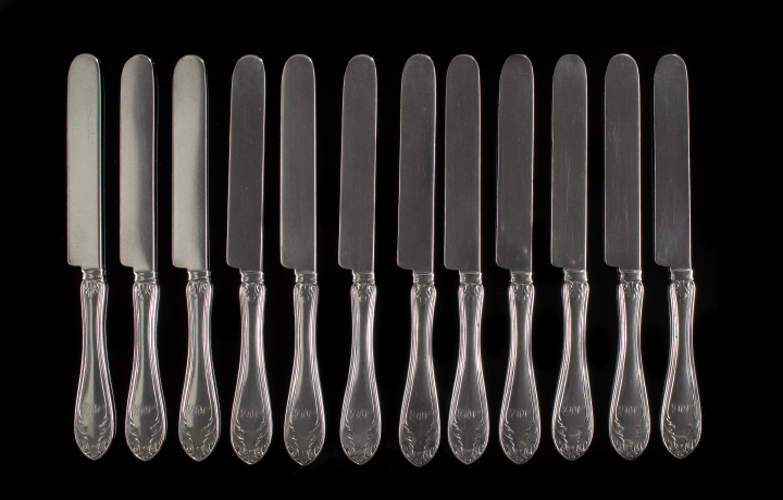 Appraisal: Set of Twelve American Coin Silver Dessert Knives - by