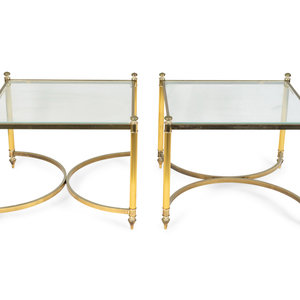 Appraisal: A Pair of Neoclassical Style Gilt Metal and Glass End