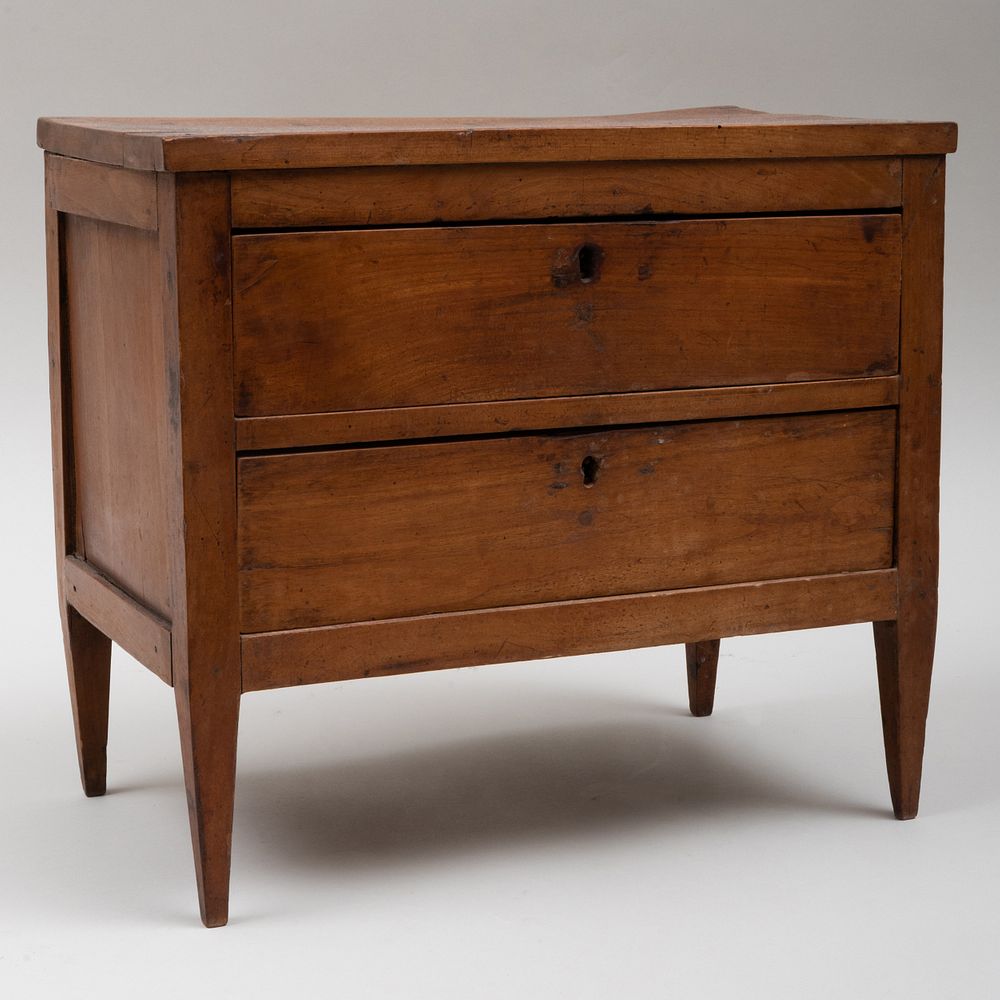 Appraisal: Miniature Louis XVI Style Walnut Commode Fitted with two drawers