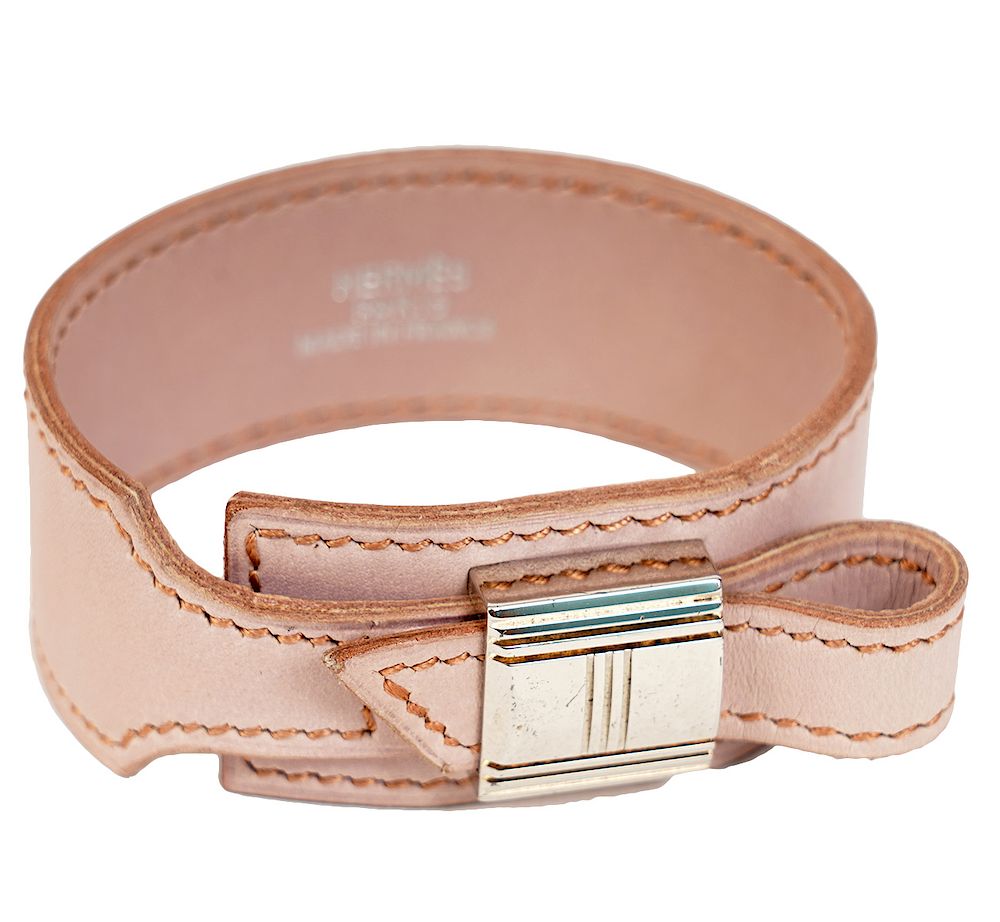 Appraisal: Herm s Pink Leather Artemis Cuff Bracelet Soft pink leather