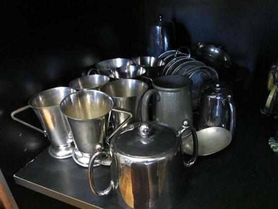 Appraisal: HALF SHELF OF ASSORTED SILVER PLATE INCLUDING COASTERS AND HOLLOW