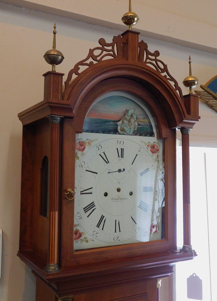 Appraisal: ELMER STENNES TALL CLOCK Mid th century hand crafted cherry