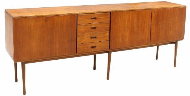 Appraisal: Italian mid-century modern sideboard c s drop-front bar cabinet four