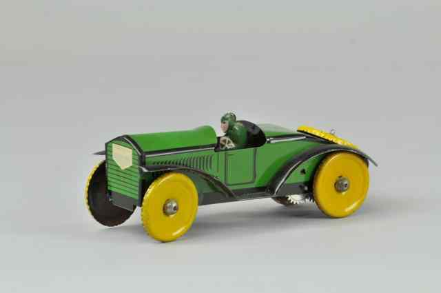 Appraisal: STRAUSS GREEN RACER Lithographed tin seated driver green body yellow