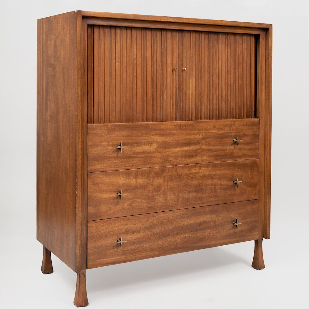 Appraisal: John Widdicomb Walnut Chest Stamp in drawer the top with