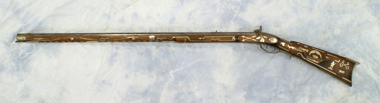 Appraisal: Silver inlaid Kentucky rifle signed twice on top of barrel