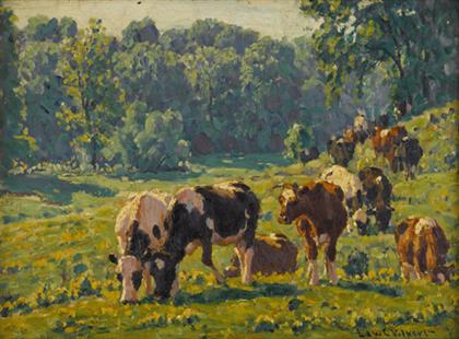 Appraisal: EDWARD CHARLES VOLKERT american - CATTLE GRAZING Signed 'Edw C