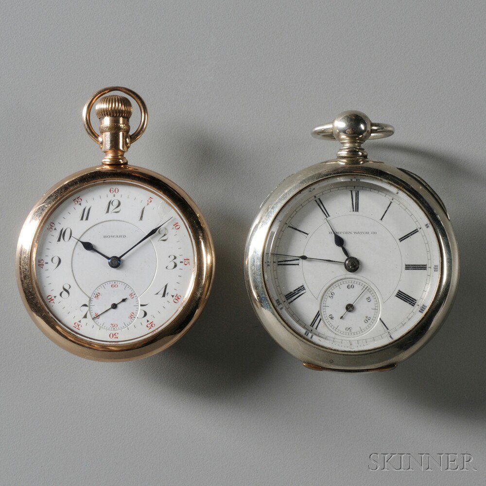 Appraisal: Two Open Face Watches Massachusetts a lever-set jewel Howard No