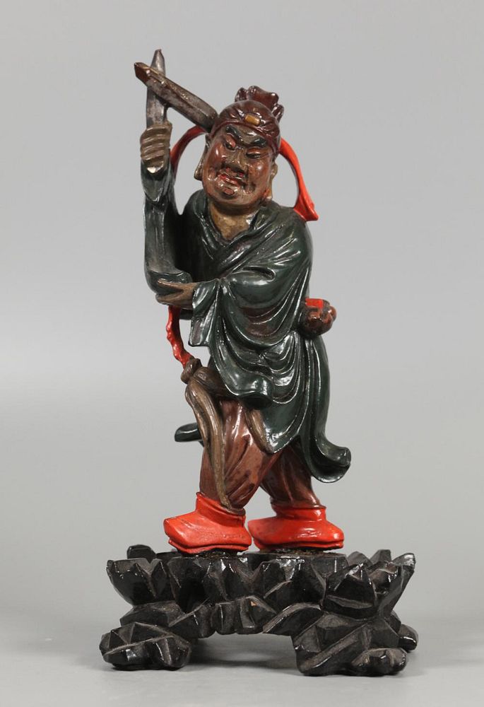 Appraisal: Chinese wooden carving of an immortal possibly Republican period overall