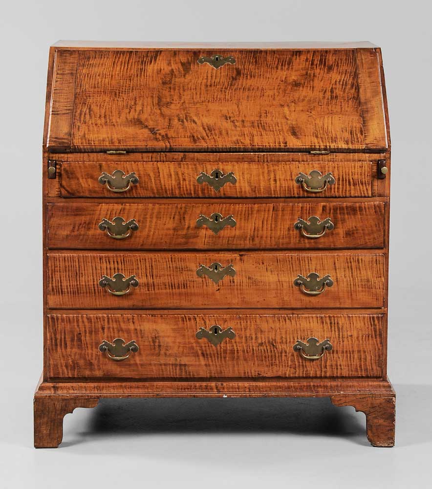 Appraisal: American Chippendale Tiger Maple Desk New England late th century