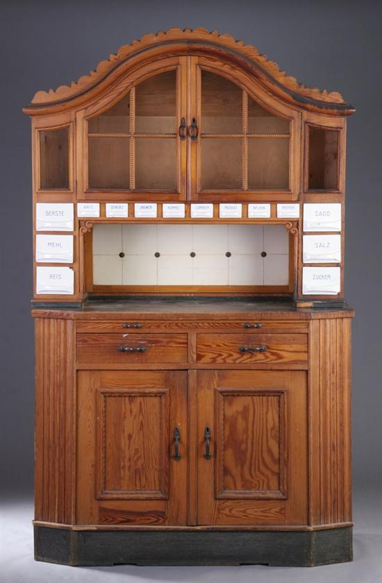 Appraisal: GERMAN PINE SPICE CUPBOARD early th century in two parts