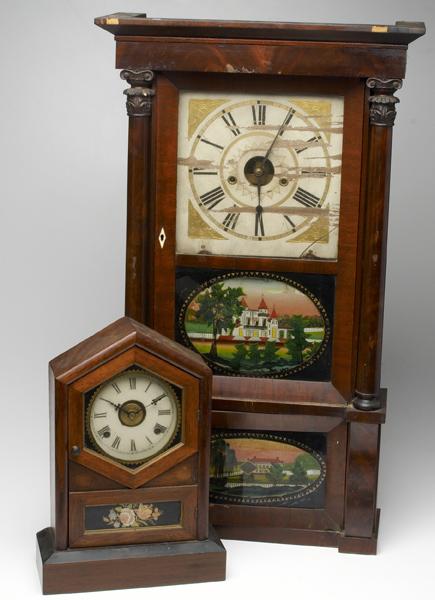 Appraisal: CLOCKS Bristol Connecticut triple-decker shelf clock together with a Jerome