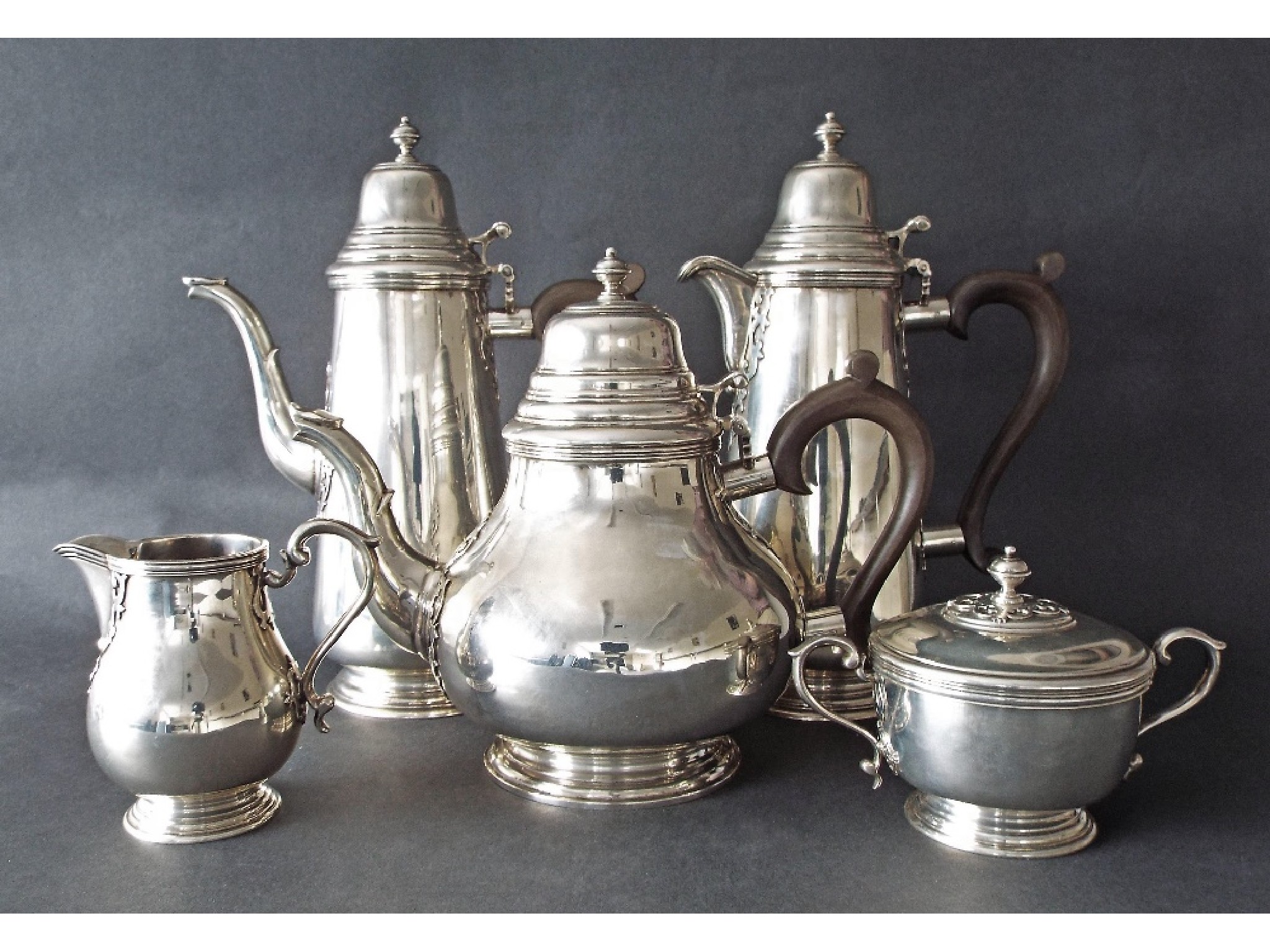 Appraisal: Five piece silver tea and coffee service in the Arts