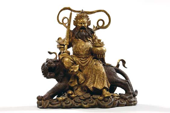 Appraisal: GILT BRONZE DEITY Chinese Ming-style gilt bronze deity money god