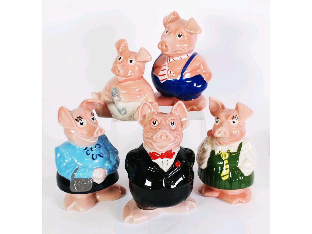 Appraisal: SET OF FIVE WADE 'NAT WEST' PIG MONEY BOXES EST