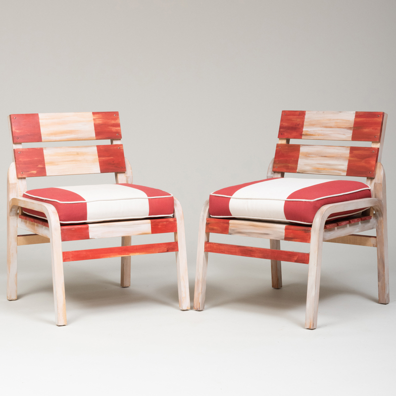 Appraisal: Pair of Contemporary Painted and Upholstered Side Chairs x x