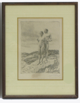 Appraisal: ANDERS L ZORN ETCHING AND DRYPOINT Sweden - Titled The