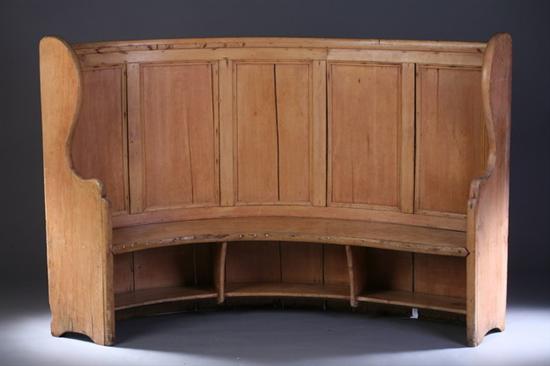 Appraisal: GEORGE I PINE PANEL-BACK SETTEE early th century Curving five-panel