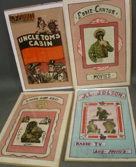 Appraisal: Four handmade posters- Eddie Cantor in black face Amos Andy