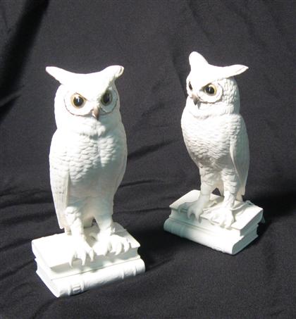 Appraisal: Pair of Boehm white bisque owl figures having stacked book