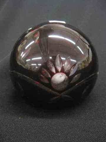 Appraisal: Ruby Cut-to-Clear Glass Paperweight '' excellent