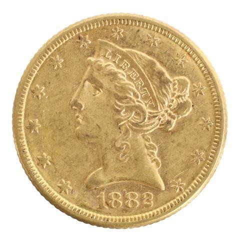 Appraisal: U S Liberty Head Five Dollar gold coin